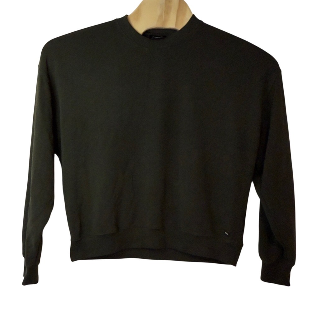 PrAna Women's Hemp Blend Crewneck Crop Sweatshirt Size L Green Sustainable
